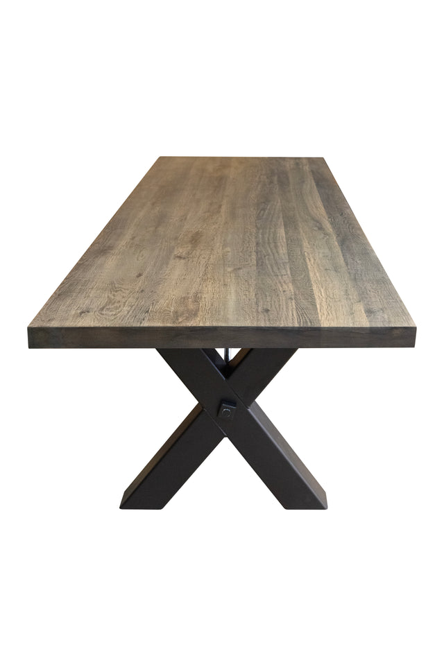 Kansas solid oak dining table with industrial design