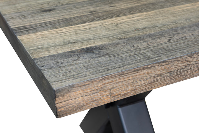 Kansas solid oak dining table with industrial design
